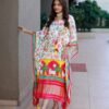 Kaftan Silk Gaji Digital Print with Gotta Patti Lace Border also comes with tassels