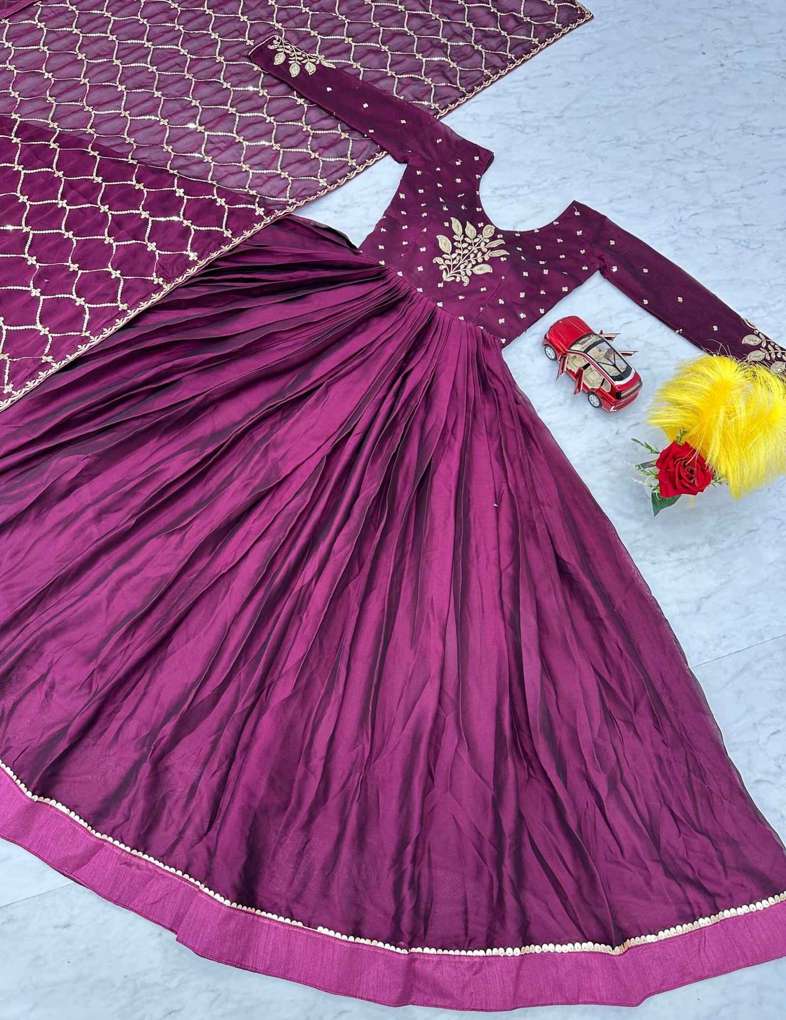 Gown & Dupatta Heavy sequence Embroidery Work-07