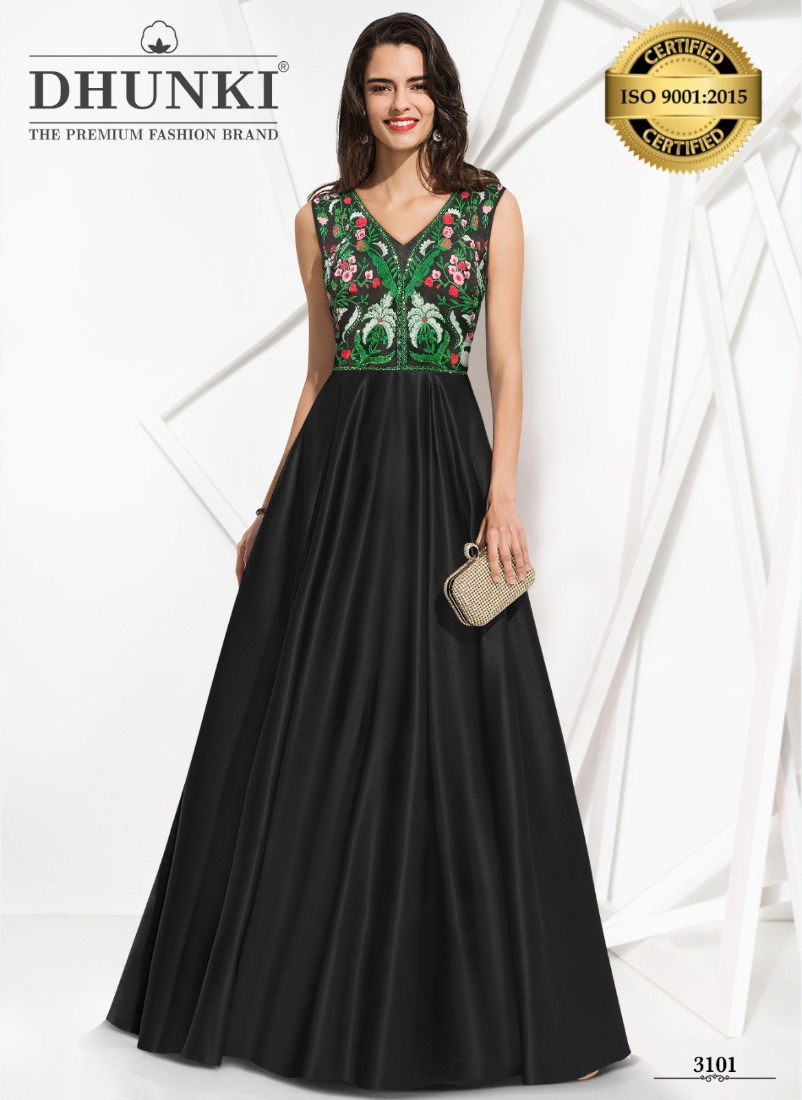 Gown with designer embroidery work and soft full Black Gown with designer embroidery work and soft full Size: free size up to XL Colour-Black
