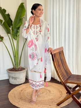 Kurta And Pent With Tabby Silk Dupatta Set SIZE:S,M,L,XL,XXL