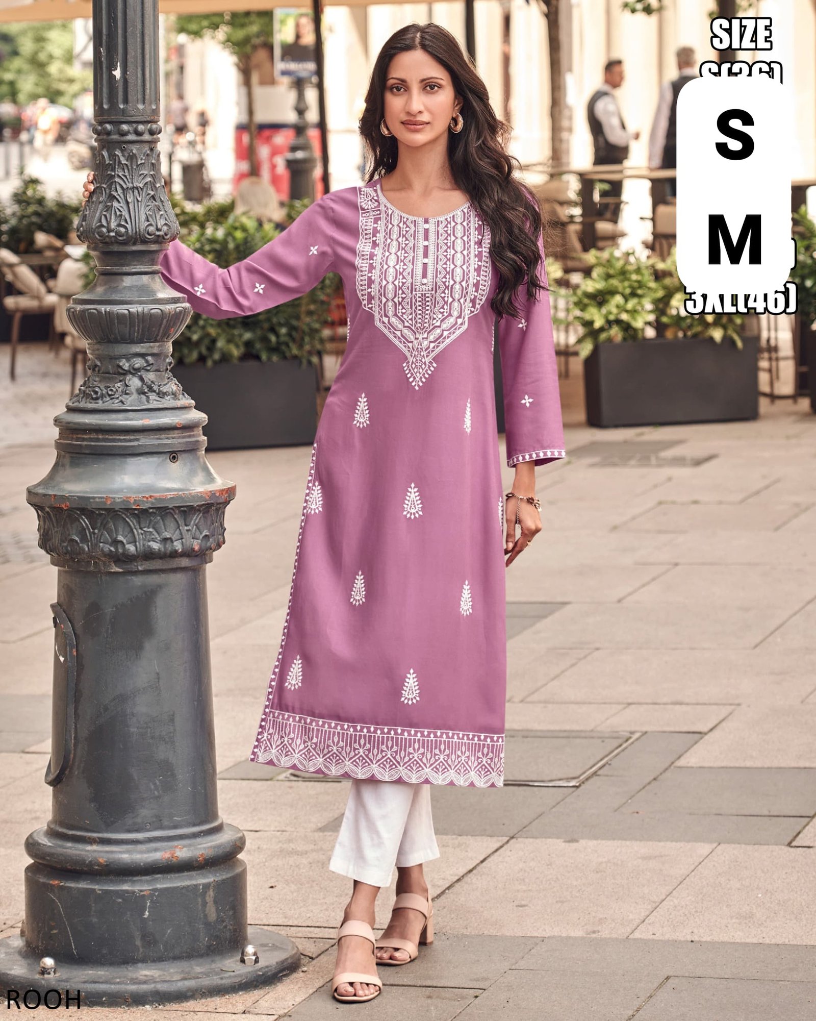 KURTI PANT SET- Pure Rayon Kurti Lakhnawi Stitch , Color- Light Purple 1 KURTI PANT SET- Pure Rayon Kurti Lakhnawi Stitch , Color- Light Purple