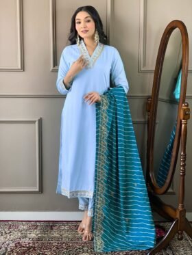 KURTI PENT SET WITH SILK BLEND DUPATTA SIZE : S,M,L,XL,XXL