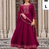 Kurti-Anarkali Long Gown With Dupatta Size-S,M,L,XL,XXL,3XL Colour-Maroon