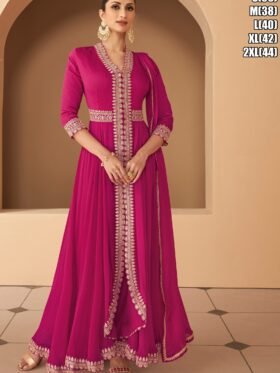 Kurti And Pant With Dupatta Sizes – S(36), M(38), L(40), Xl(42), XXL(44) Colour-Pink