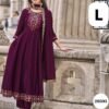 Kurti-And-Pent-With-Vichitra-Silk-Fabrics-With-Swarovski-Diamond-And-4-Side-Jacquard-Lace-Dupatta-