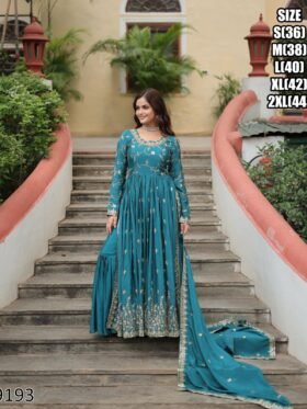 Kurti-Kurti Long And Sarara With Chinon With Rich Sequins Embroidered Work Dupatta