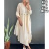 Kurti Pair With Dupatta Set Designer Party Wear S,M,L,XL,XXL Colour-Off White.
