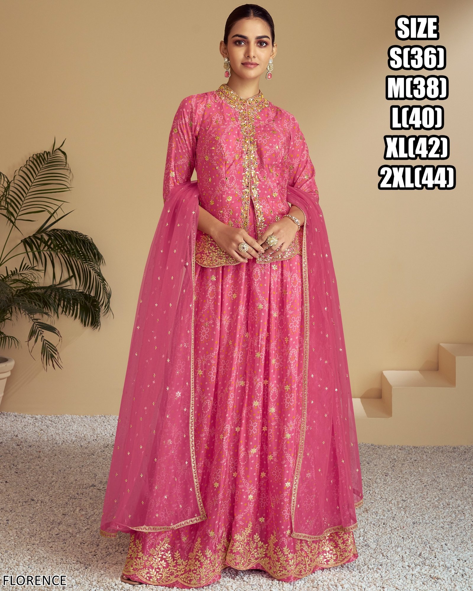 Kurti and Plazzo with Dupatta -Colour-Pink Kurti-and-Plazzo-with-Dupatta-Colour-Pink