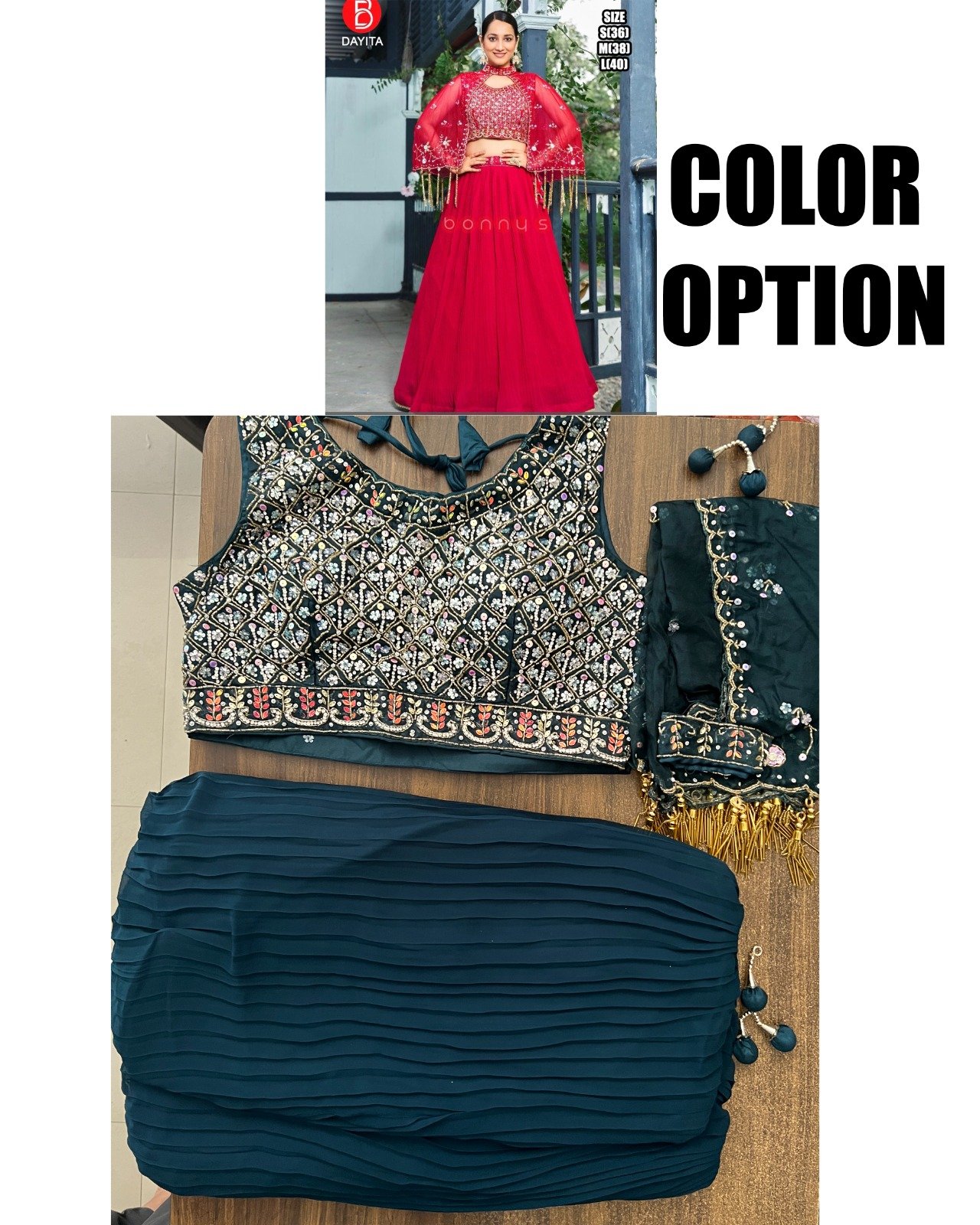 Lahenga And Shrug Set Of Georgette Fabrics-Blue Lahenga And Shrug Set Of Georgette Fabrics Size - S(36), M(38), L(40), Xl(42) Colour-Blue