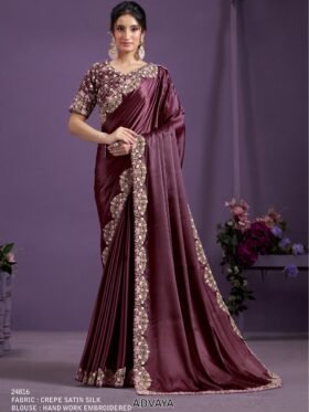 Saree-Party Wear Designer Unstitch Saree With Blouse-Colour-Wine