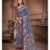 Saree-Ajrakh Block Print Sarees 100% Pure Mulmul cotton fabric With Blouse Colour-Blue and Maroon