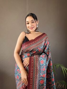 Saree Digital Print Soft And Easy To Drape Fabrics and Beautiful Pallu And Border