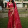 Saree Kanjivaram Border Bandhej Saree-pink