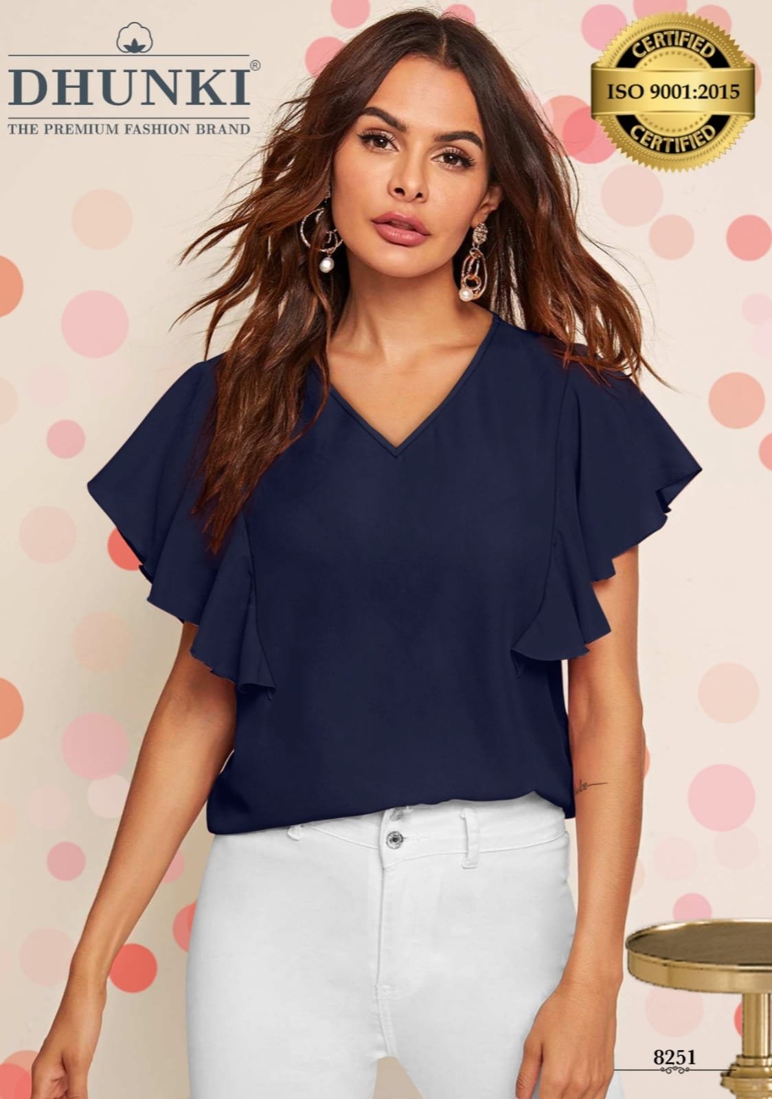 Wester Wear Designer stylish top in v neck with designer cap sleeve Colour-Blue Wester Wear Designer stylish top in v neck with designer cap sleeve Size:S(36), M(38), L(40) & XL(42) Colour-Blue