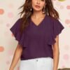 Wester Wear Designer stylish top in v neck with designer cap sleeve Size:S(36), M(38), L(40) & XL(42) Colour-Purple
