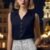 Western Wear Sleeveless Top With Stylish Collar and Pure Cotton Size: S(36), M(38), L(40) & XL(42) Colour-Blue