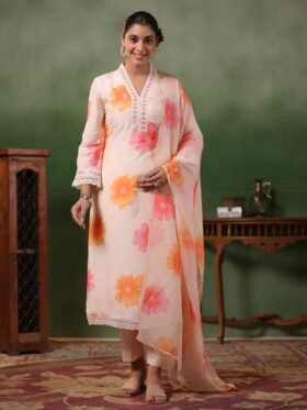 Kurta Set PREMIUM FRENCH CREPE Fabric With Embroidery Wrok Dupatta SIZE:S,M,L,XL,XXL