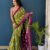 SAREE-PURE COTTON JAIPUR BLOCK PRINT SAREES WITH UNSTITCHED BLOUSE PICE-COLOUR-Green With Purple Border And Pallu
