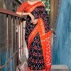 SAREE- PURE COTTON JAIPUR BLOCK PRINT SAREES WITH UNSTITCHED BLOUSE PICE-COLOUR-RED