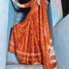 SAREE- PURE COTTON JAIPUR BLOCK PRINT SAREES WITH UNSTITCHED BLOUSE PICE-COLOUR-ORANGE