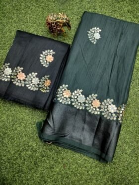 SAREE-PURE DOLA SILK WITH BEAUTIFUL GOTA WORK SAREE-COLOUR-GREEN