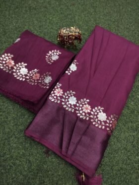 SAREE-PURE DOLA SILK WITH BEAUTIFUL GOTA WORK SAREE-COLOUR-PURPLE