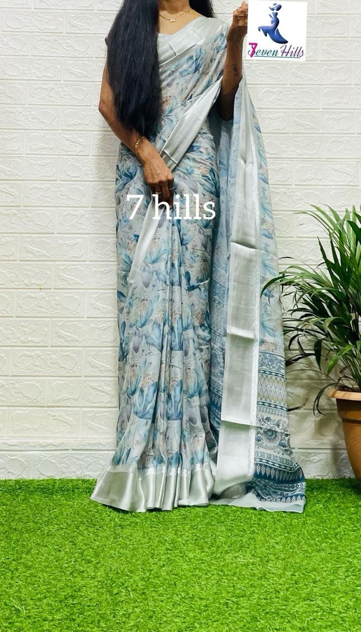 WhatsApp Image 2024-12-05 at 4.39.20 PM SAREE-GEORGETTE FABRIC WITH ALL OVER KALMAKARI FLOWER DESIGN -COLOUR-SKY BLUE FLORAL PRINT