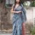 SAREE- PURE COTTON BANDHANI AND AJRAK BLOCK PRINT SAREES WITH BLOUSE PICE-COLOUR-GRAY