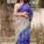 SAREE- PURE COTTON BANDHANI AND AJRAK BLOCK PRINT SAREES WITH BLOUSE PICE-COLOUR-BLUE