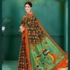 Saree- SPECIAL KALAMKARI HAND BLOCK PRINT SAREES Colour-Black and Green