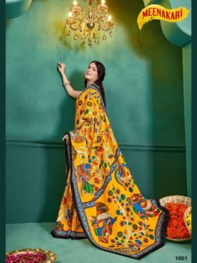 Saree- SPECIAL KALAMKARI HAND BLOCK PRINT SAREES Colour-Yellow