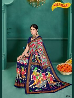 Saree- SPECIAL KALAMKARI HAND BLOCK PRINT SAREES Colour-Dark BlueSaree- SPECIAL KALAMKARI HAND BLOCK PRINT SAREES Colour-Dark Blue