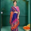 Saree- SPECIAL KALAMKARI HAND BLOCK PRINT SAREES Colour-Blue and Red