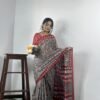 Saree- PURE COTTON JAIPUR BLOCK PRINT SAREES WITH UNSTITCHED BLOUSE PICE Colour-Red and Gray