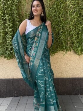 SAREE-PURE CANDY COTTON SILK WITH JAQUARD BORDER -COLOUR-GREEN