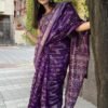 SAREE-PURE CANDY COTTON SILK WITH JAQUARD BORDER -COLOUR-PURPLE