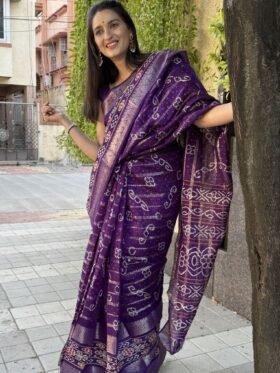 SAREE-PURE CANDY COTTON SILK WITH JAQUARD BORDER -COLOUR-PURPLE