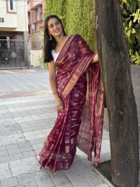 SAREE-PURE CANDY COTTON SILK WITH JAQUARD BORDER -COLOUR-MAROON