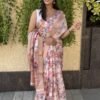 SAREE-CANDY SILK JARI CHEX MATERIAL FANCY FLOWER COMBINATION SAREE -COLOUR- LIGHT PINK