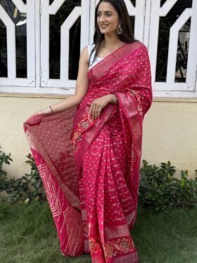 SAREE-PURE CANDY COTTON SILK SAREE- COLOUR -PINK