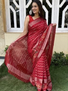 SAREE-PURE CANDY COTTON SILK SAREE- COLOUR -RED