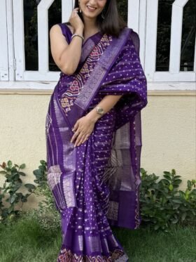 SAREE-PURE CANDY COTTON SILK SAREE- COLOUR -DARK PURPLE