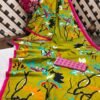 Saree- PURE COTTON SKETCHED TYPE BLOCK PRINT SAREES WITH UNSTITCHED BLOUSE PICE Colour-Green