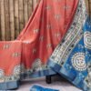 Saree- Silver borders along with pallu and blouse Colour-Red and Blue