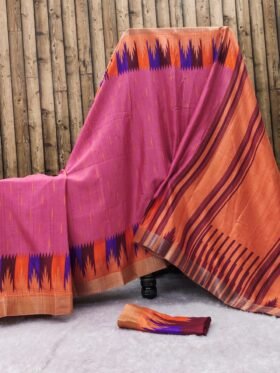 Saree- Silver borders along with pallu and blouse Colour-Pink