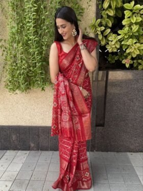 Saree-Super Candy Cotton Silk Saree -Colour-Red