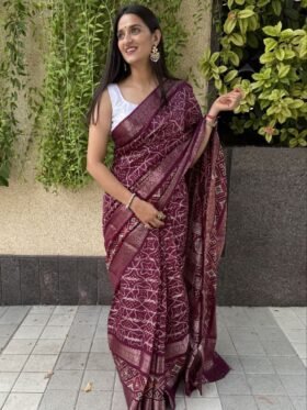 Saree-Super Candy Cotton Silk Saree -Colour-Maroon