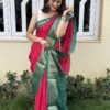 Saree-Marsh Mellon Silk Jaquard Silk Colour-Red and Green