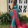 Saree-Marsh Mellon Silk Saree With Jaquard Butti All over Saree-Colour- Sky Blue and Pink
