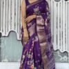 Saree-Dola silk Saree Badhej Jaquard Butti all over Saree Colour- Purple